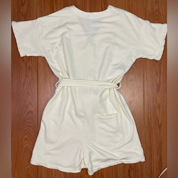 Alex Mill French Terry Tie Waist Button Front Romper Ecru/Ivory Size XL - Picture 5 of 6